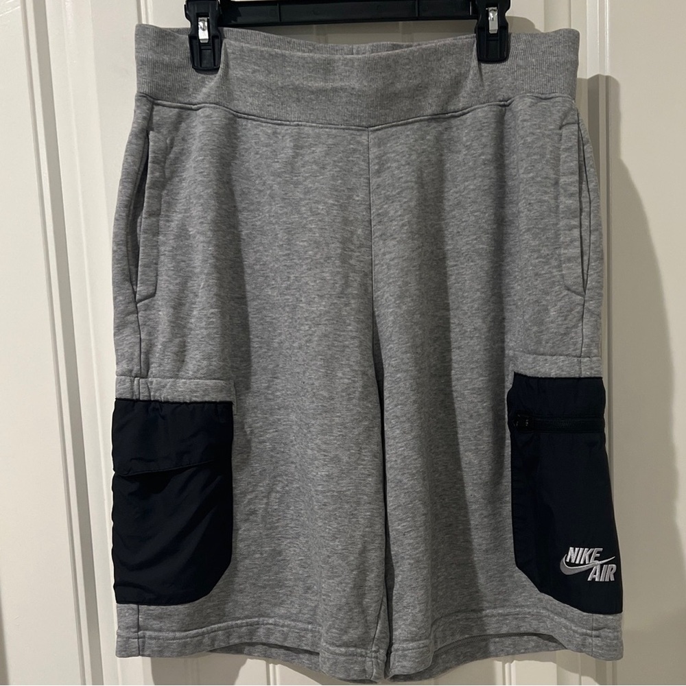 Nike Men's Gray Athletic Shorts with Black Cargo Pockets